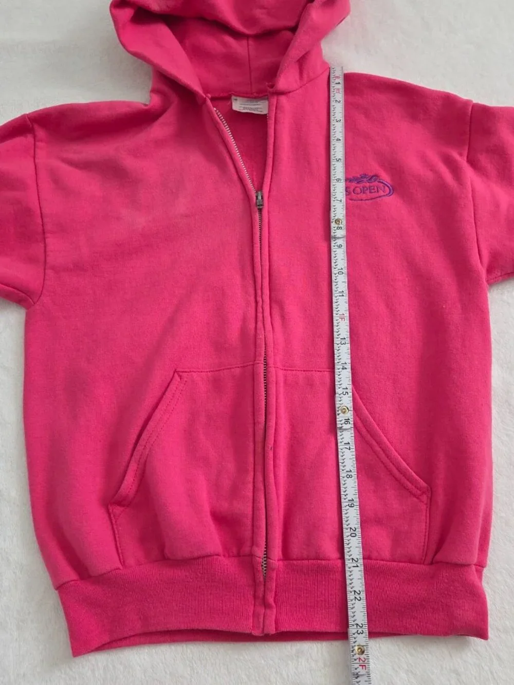 Vtg US Open Pink Hoodie Youth XL Tennis Athleisure Preppy Y2K Sporty Full Zip - Picture 16 of 16